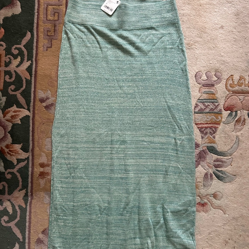 Free People Golden Hour Midi Skirt | Ribbed Knit Slit Skirt NWT - Picture 2 of 3